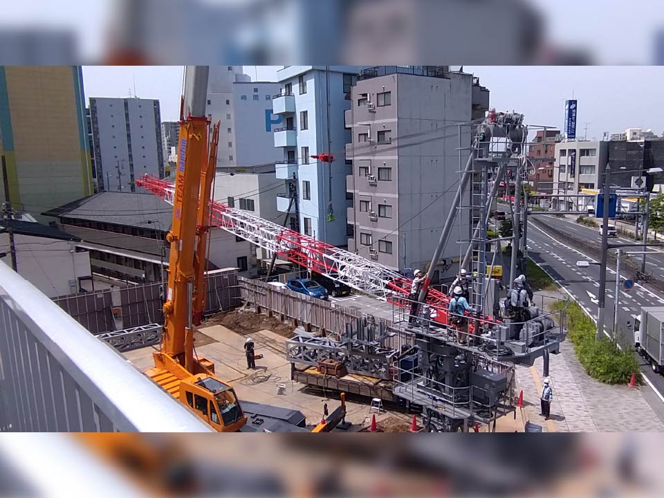 柏市末広町事務所ビル「タワークレーン」設置です