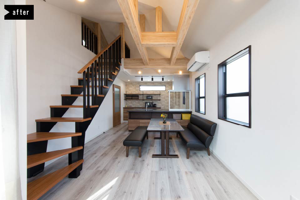 二世帯住宅に増築リフォーム｜2階リビングの天井高を活かした快適空間