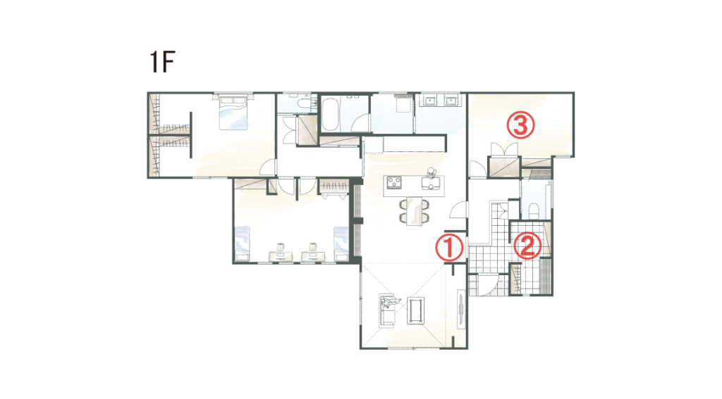 アクアリウムを2WAYで楽しめる間取り