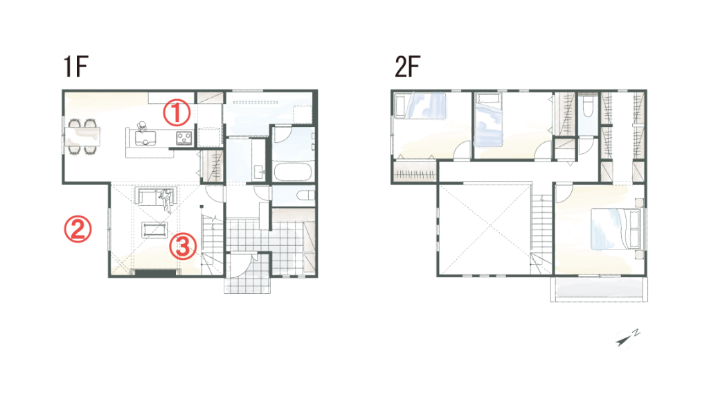 家事と遊びを両立！開放的なウッドデッキ付きの間取り