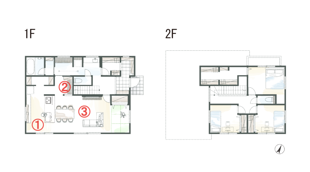 いつでも家族の気配をそばに｜見守り動線の間取り