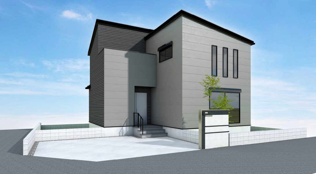 【富里市日吉台建築条件付き売地】参考プラン①：2階建て外観パース