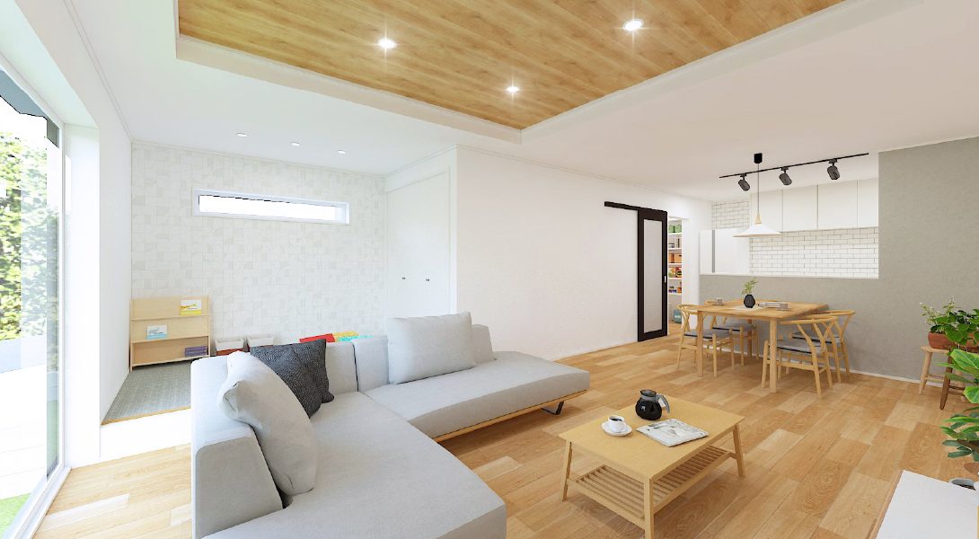 【富里市日吉台建築条件付き売地】参考プラン①：2階建て内観パース