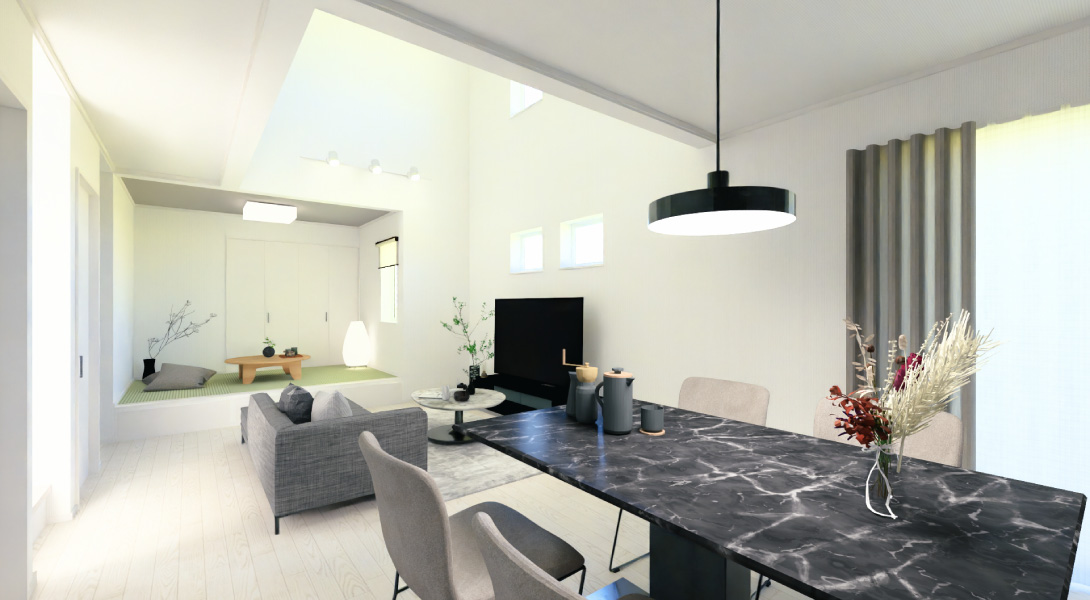 【ヘリオスタウンおおたかの森75】11号棟：内観パース　LDK