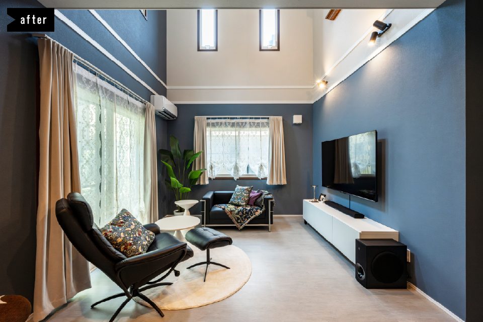 ロマンを感じるレトロモダンな暮らし｜大胆なカラー変更でフルリフォーム